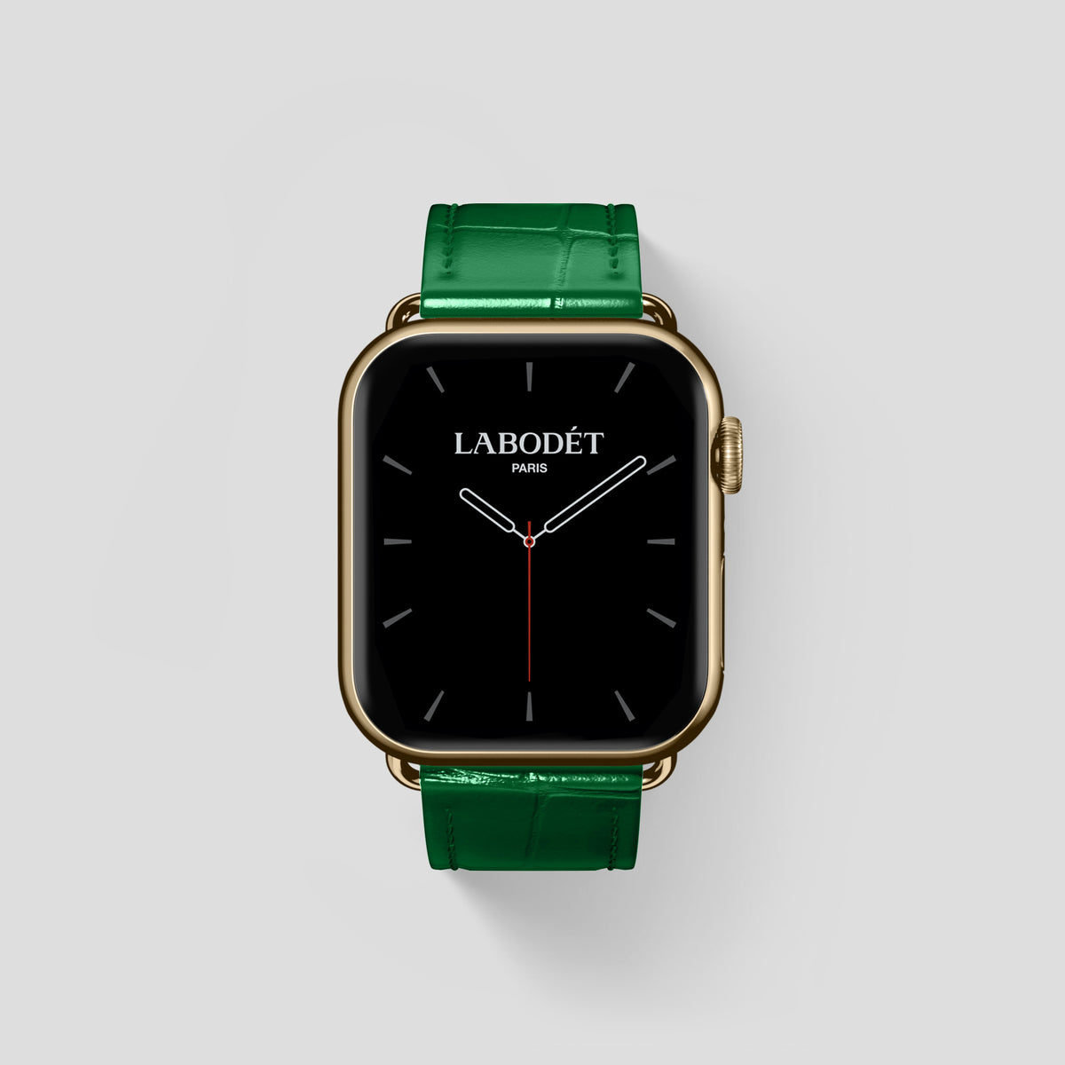 Forest-Green Classic Strap For Apple Watch 46mm In Alligator with Gold Metal -1 | Forest-Green-Gold