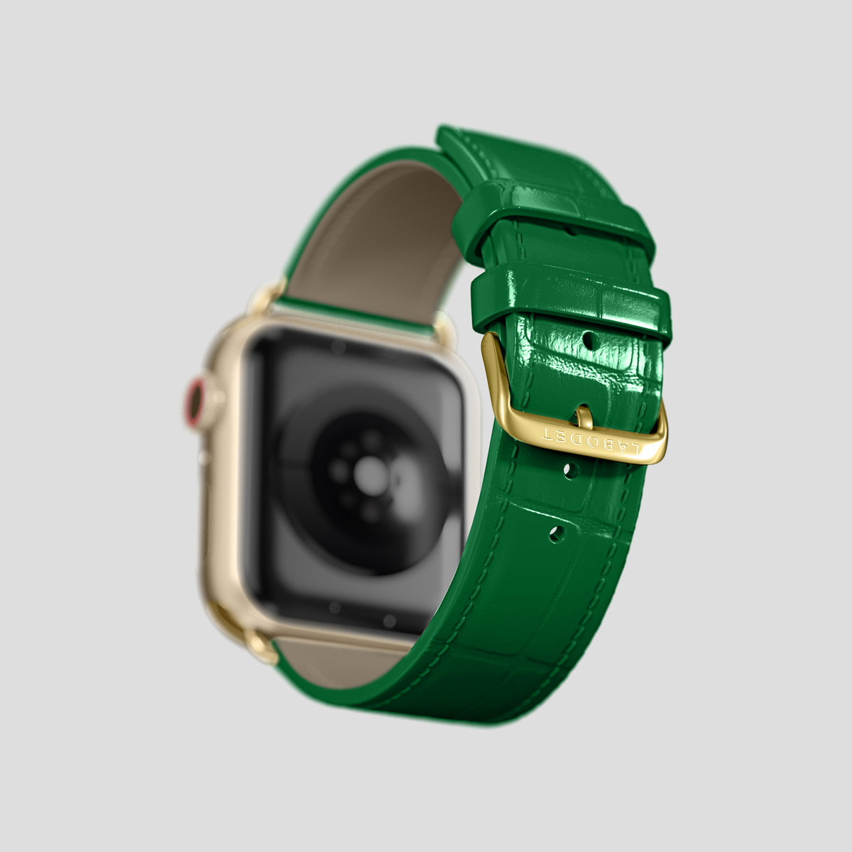 Forest-Green Classic Strap For Apple Watch 46mm In Alligator with Gold Metal -4 | Forest-Green-Gold