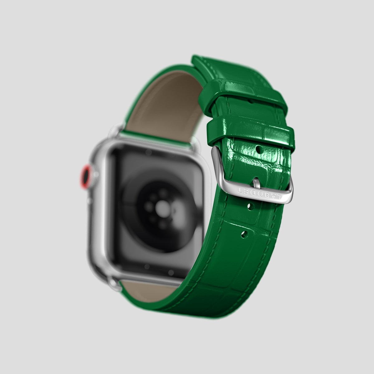 Forest-Green Classic Strap For Apple Watch 46mm In Alligator with Steel Metal -4 | Forest-Green-Steel