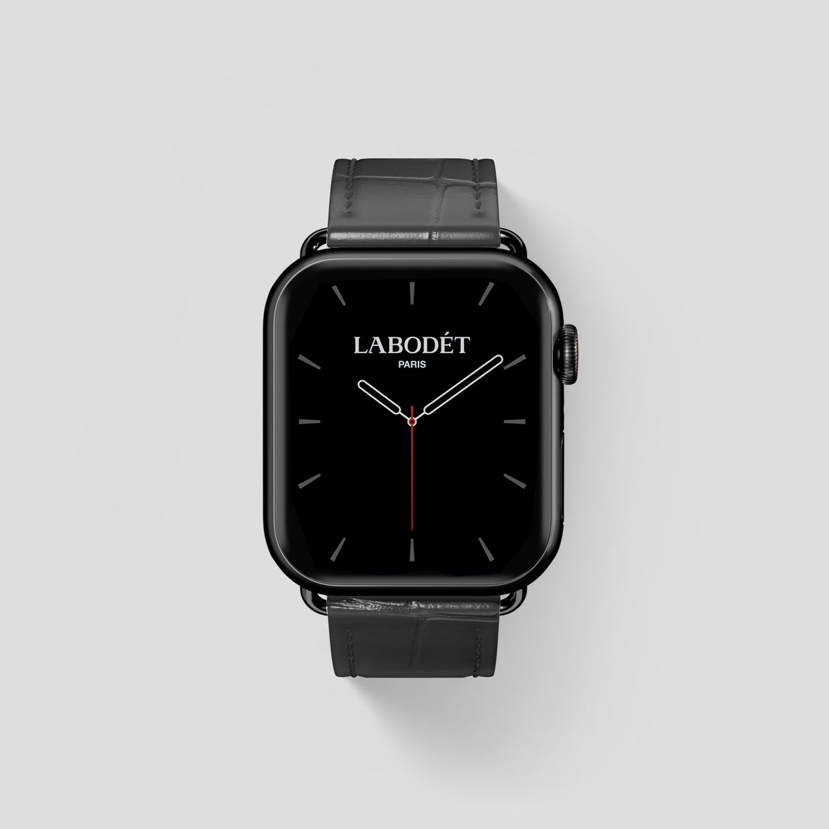 Grey Classic Strap For Apple Watch 46mm In Alligator with Black Metal -1 | Grey-Black