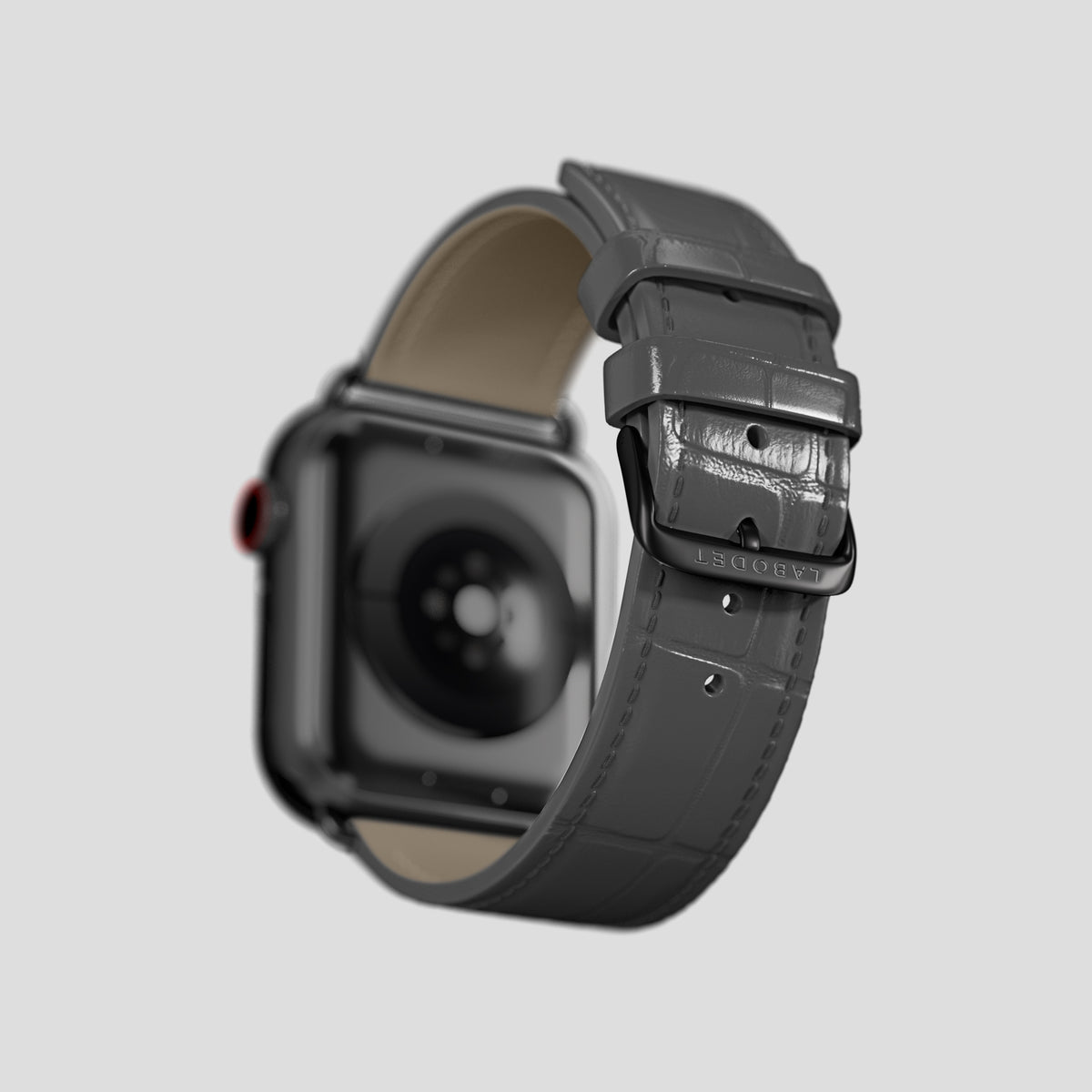 Grey Classic Strap For Apple Watch 46mm In Alligator with Black Metal -4 | Grey-Black