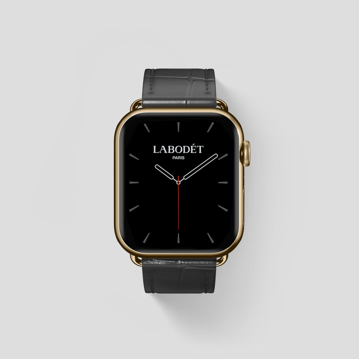Grey Classic Strap For Apple Watch 46mm In Alligator with Gold Metal -1 | Grey-Gold