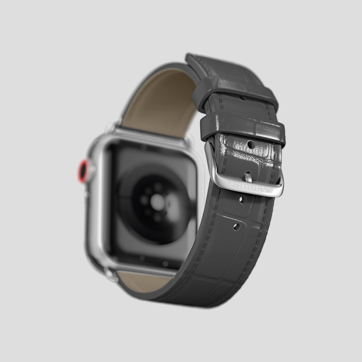 Grey Classic Strap For Apple Watch 46mm In Alligator with Steel Metal -4 | Grey-Steel