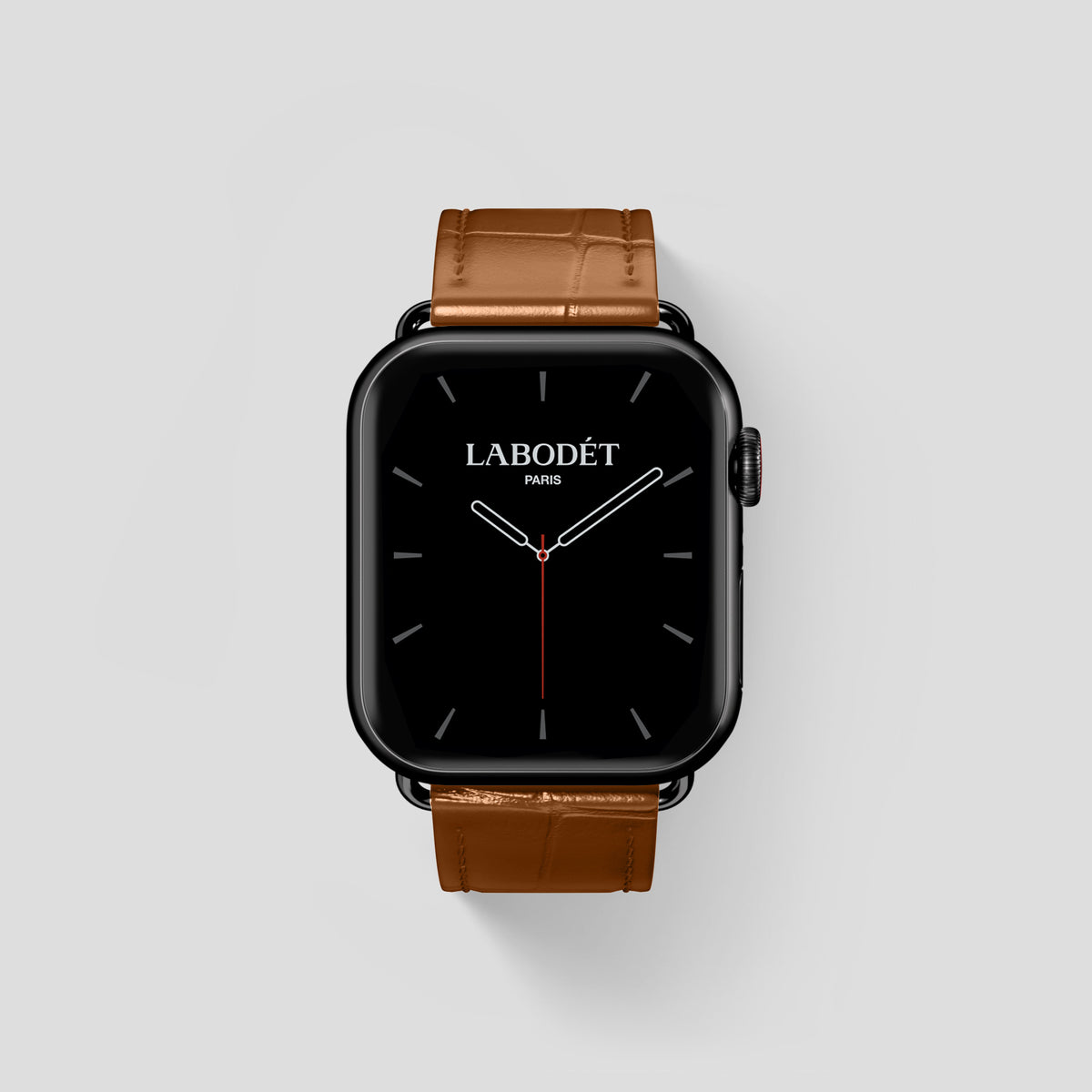 Honey Classic Strap For Apple Watch 46mm In Alligator with Black Metal -1 | Honey-Black