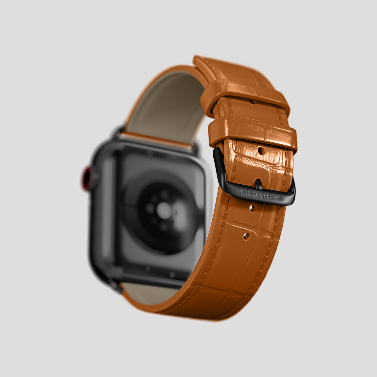 Honey Classic Strap For Apple Watch 46mm In Alligator with Black Metal -4 | Honey-Black