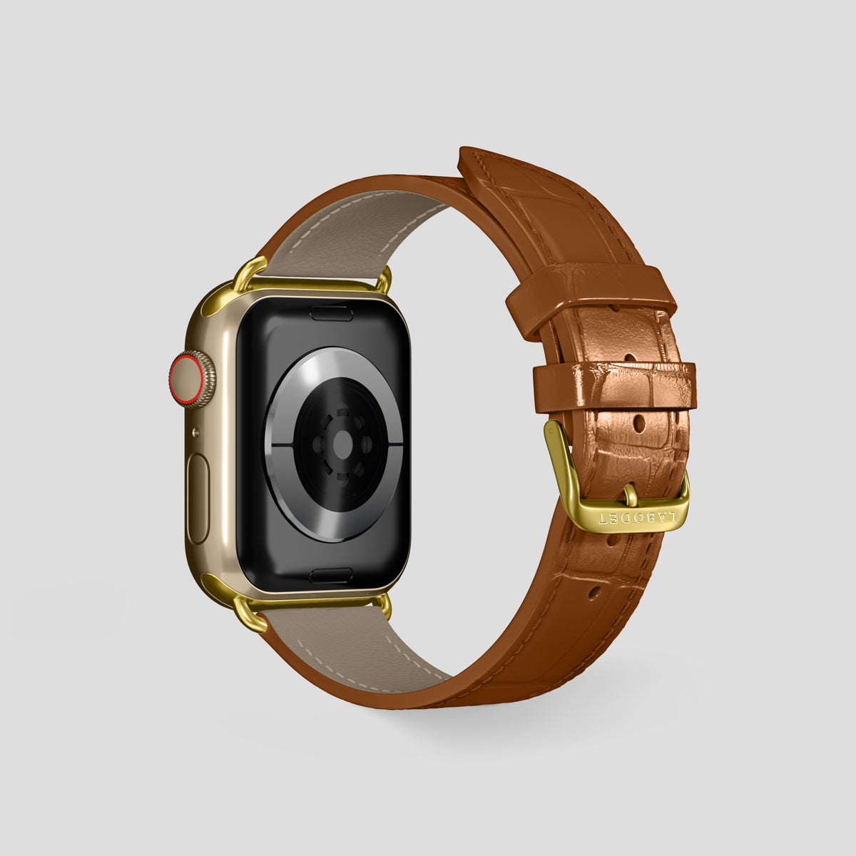 Honey Classic Strap For Apple Watch 46mm In Alligator with Gold Metal -2 | Honey-Gold