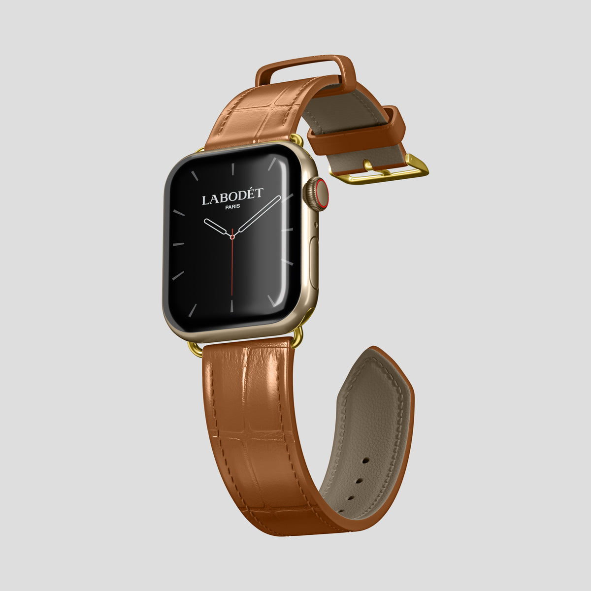 Honey Classic Strap For Apple Watch 46mm In Alligator with Gold Metal -3 | Honey-Gold