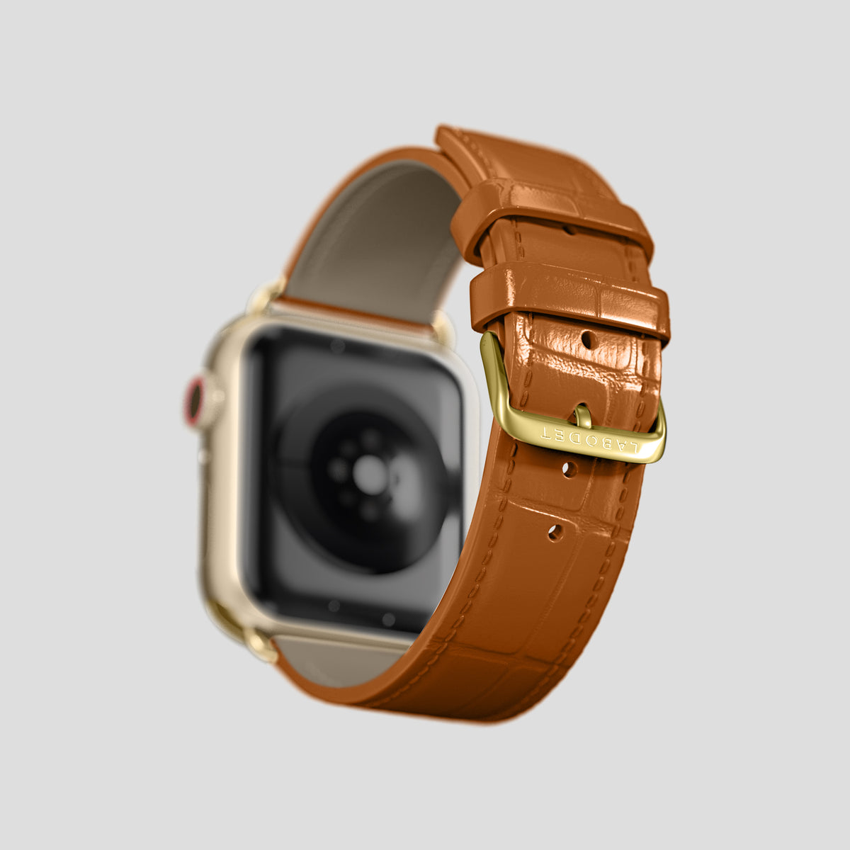 Honey Classic Strap For Apple Watch 46mm In Alligator with Gold Metal -4 | Honey-Gold