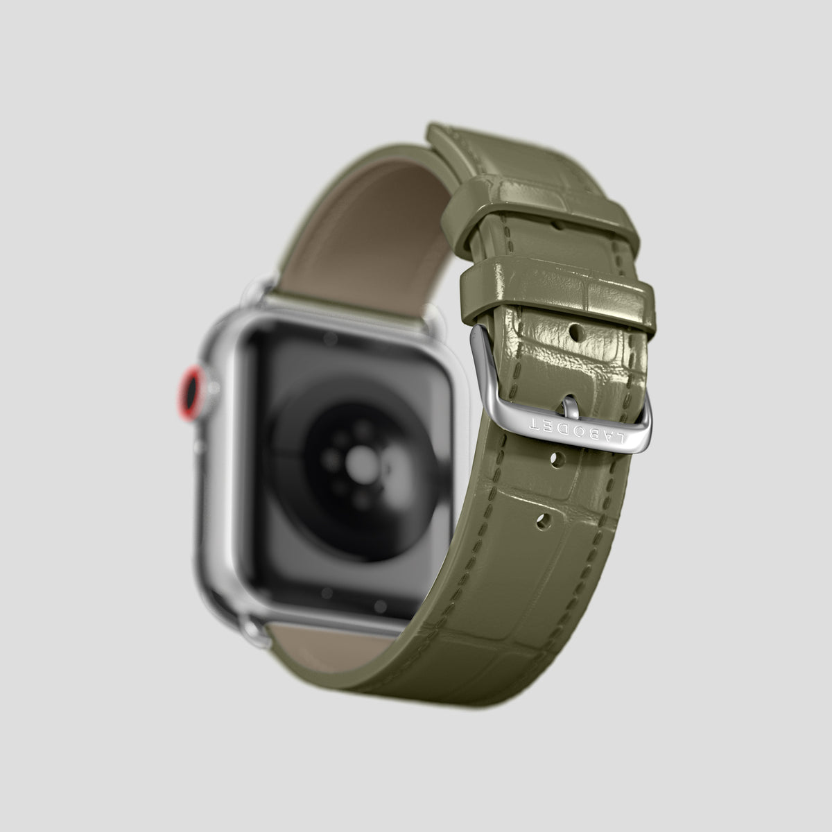 Kaki-Green Classic Strap For Apple Watch 46mm In Alligator with Steel Metal -4 | Kaki-Green-Steel