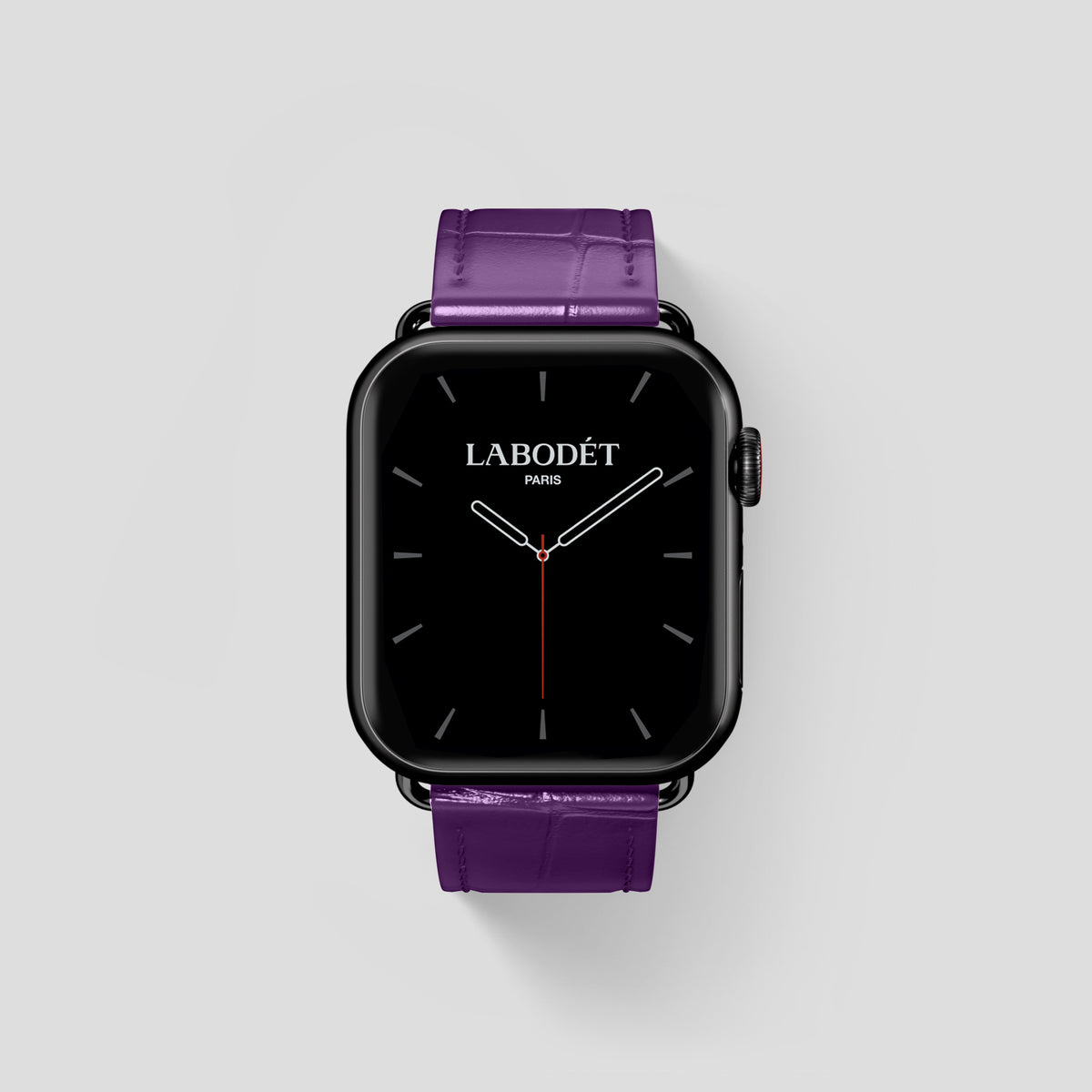 Purple Classic Strap For Apple Watch 46mm In Alligator with Black Metal -1 | Purple-Black