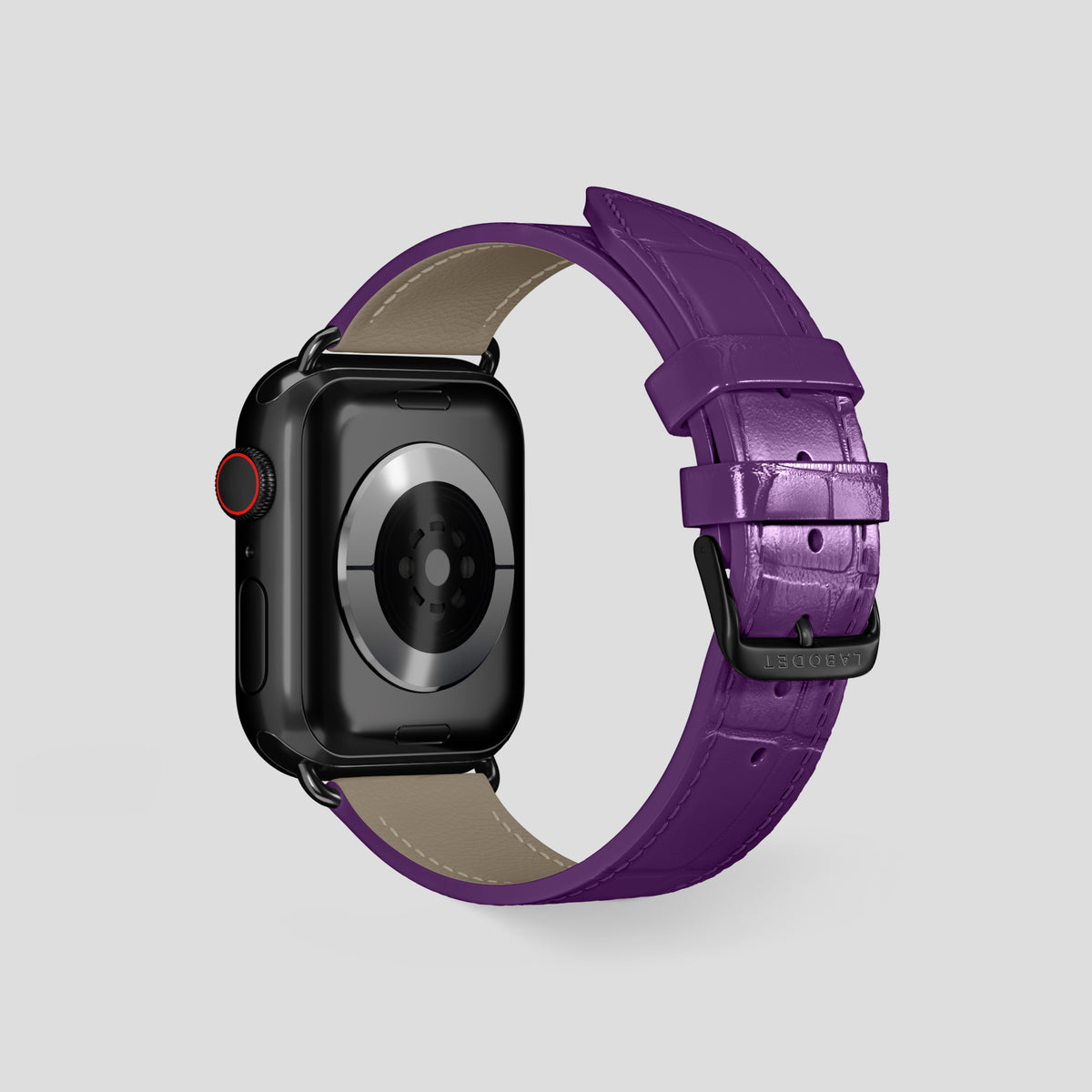Purple Classic Strap For Apple Watch 46mm In Alligator with Black Metal -2 | Purple-Black
