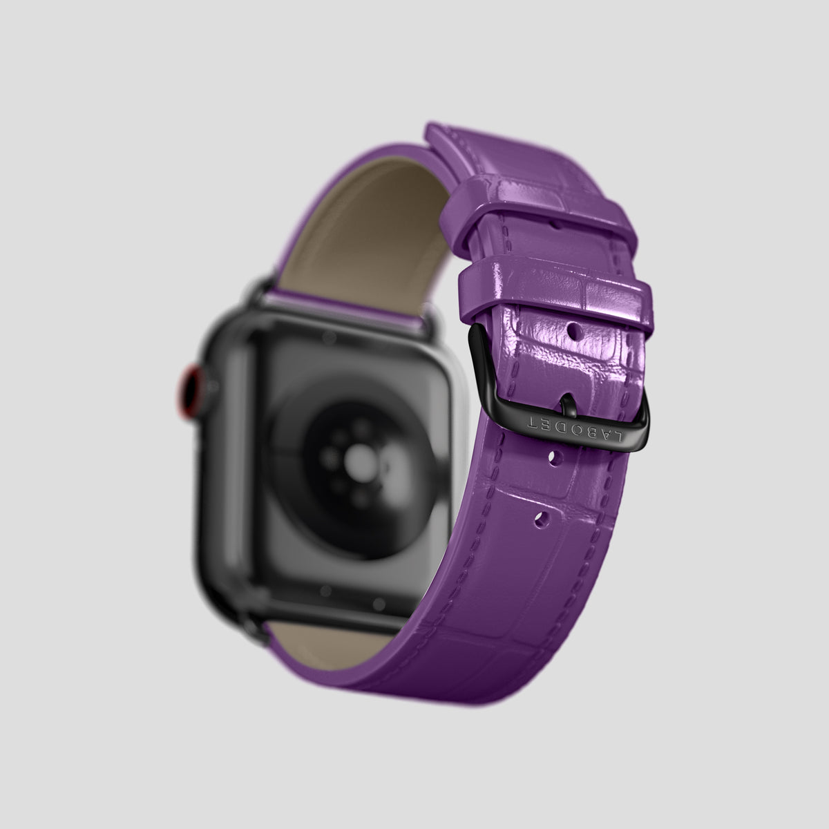 Purple Classic Strap For Apple Watch 46mm In Alligator with Black Metal -4 | Purple-Black