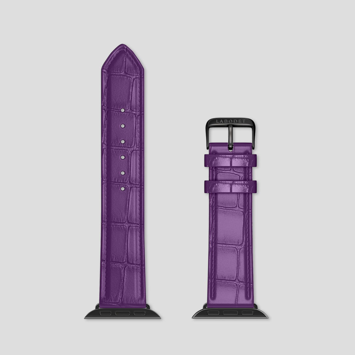 Purple Classic Strap For Apple Watch 46mm In Alligator with Black Metal -5 | Purple-Black