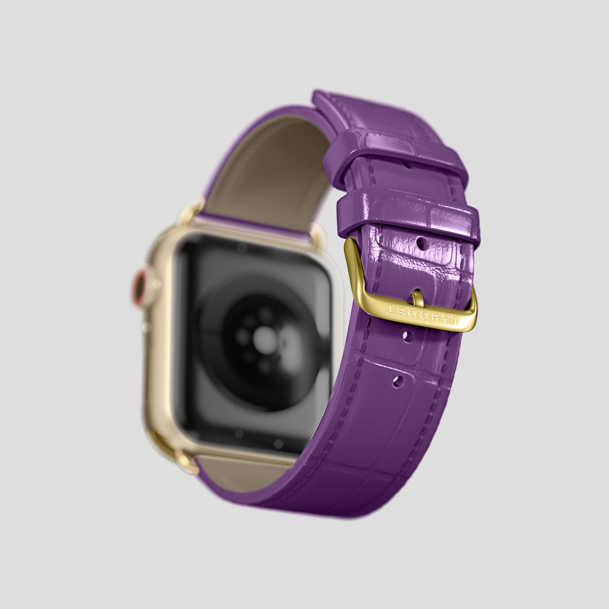 Purple Classic Strap For Apple Watch 46mm In Alligator with Gold Metal -4 | Purple-Gold