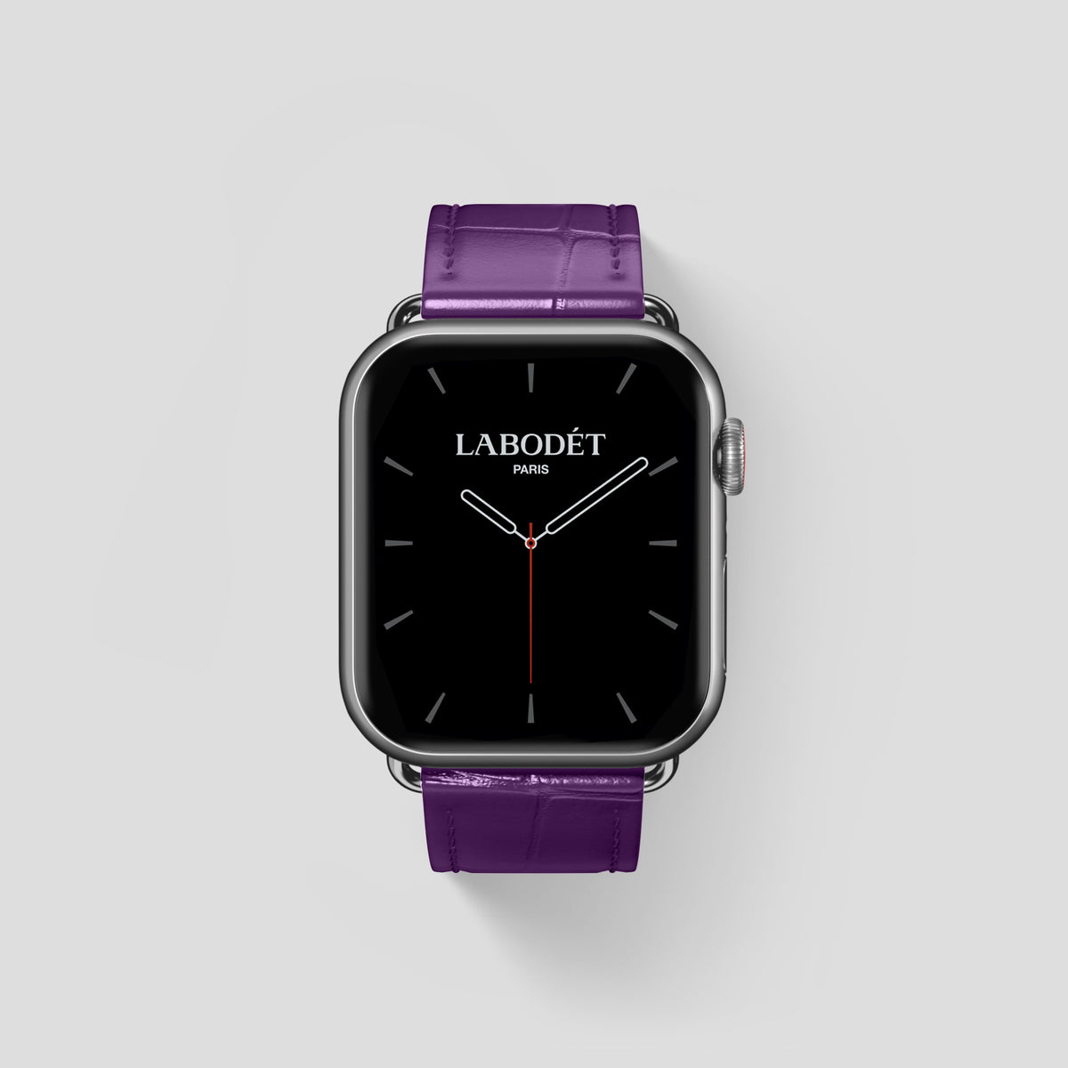 Purple Classic Strap For Apple Watch 46mm In Alligator with Steel Metal -1 | Purple-Steel