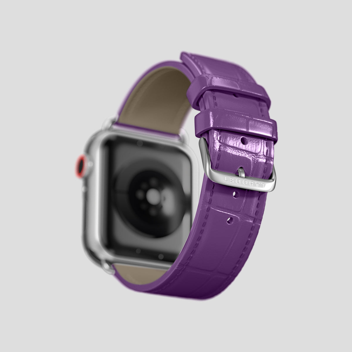 Purple Classic Strap For Apple Watch 46mm In Alligator with Steel Metal -4 | Purple-Steel