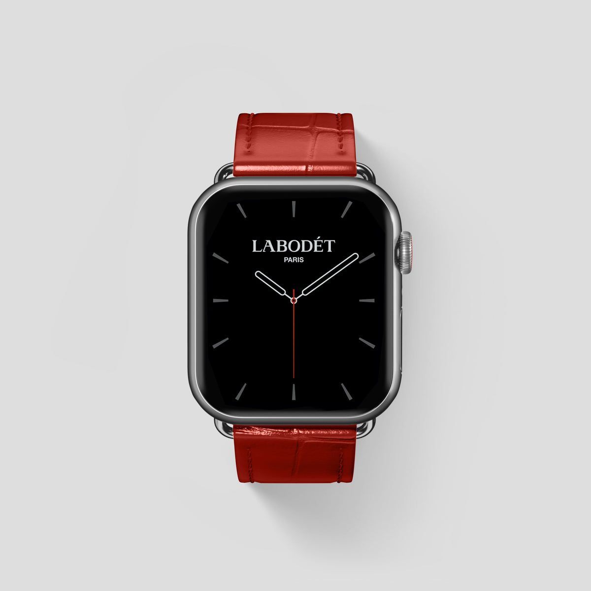 Red Classic Strap For Apple Watch 46mm In Alligator with Steel Metal -1 | Red-Steel