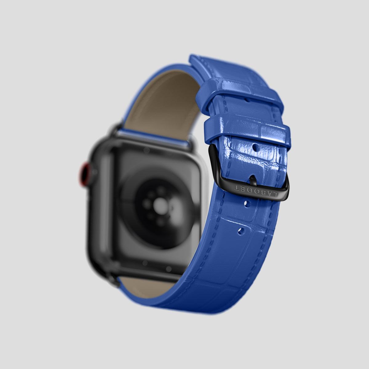 Royal Blue Classic Strap For Apple Watch 46mm In Alligator with Black Metal -4 | Royal-Blue-Black