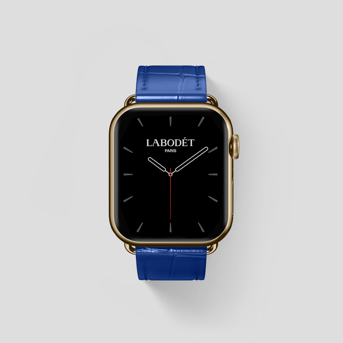 Royal Blue Classic Strap For Apple Watch 46mm In Alligator with Gold Metal -1 | Royal-Blue-Gold