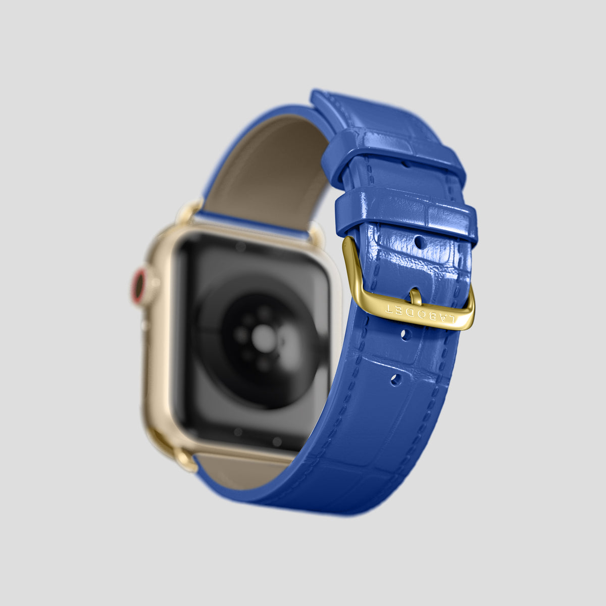Royal Blue Classic Strap For Apple Watch 46mm In Alligator with Gold Metal -4 | Royal-Blue-Gold