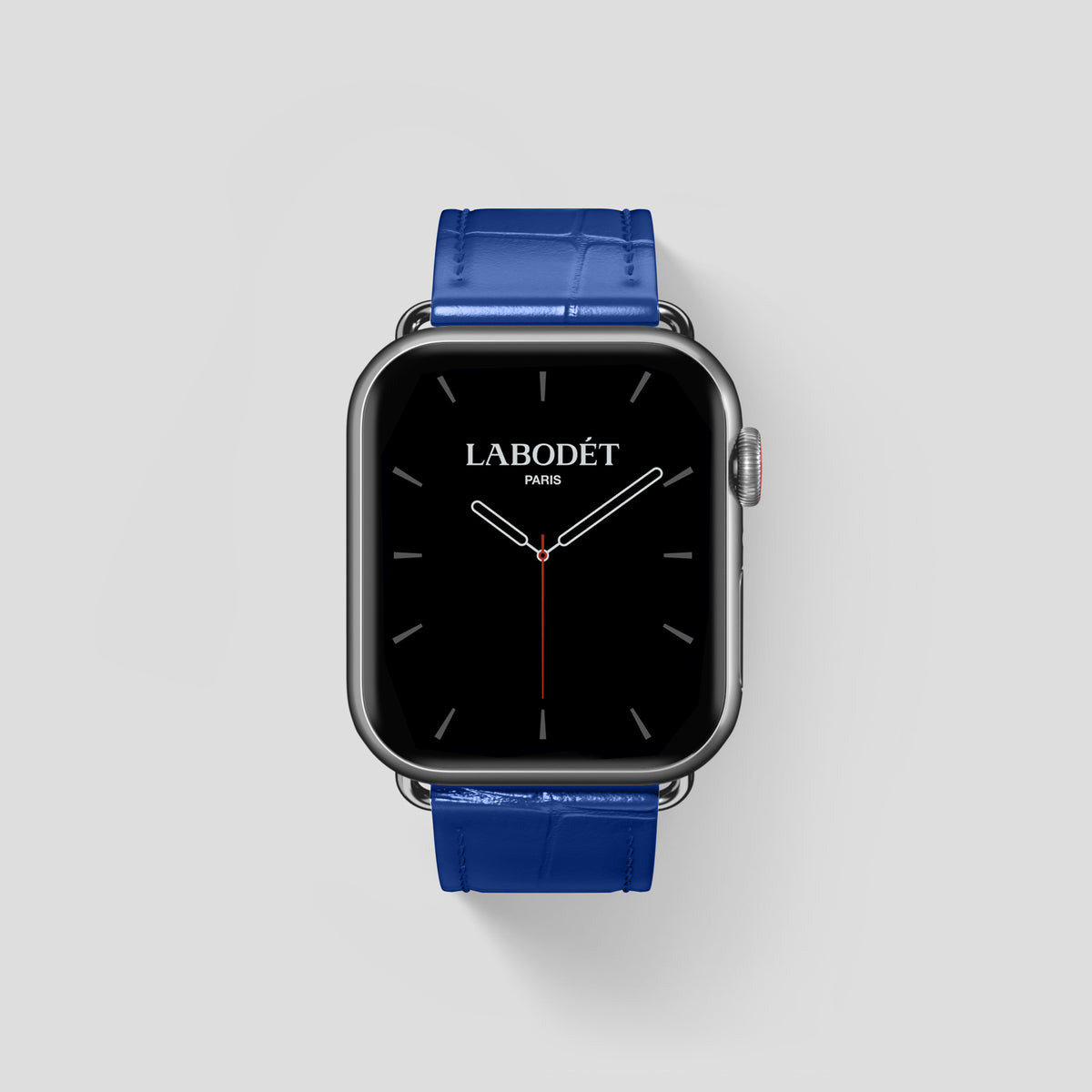 Royal Blue Classic Strap For Apple Watch 46mm In Alligator with Steel Metal -1 | Royal-Blue-Steel