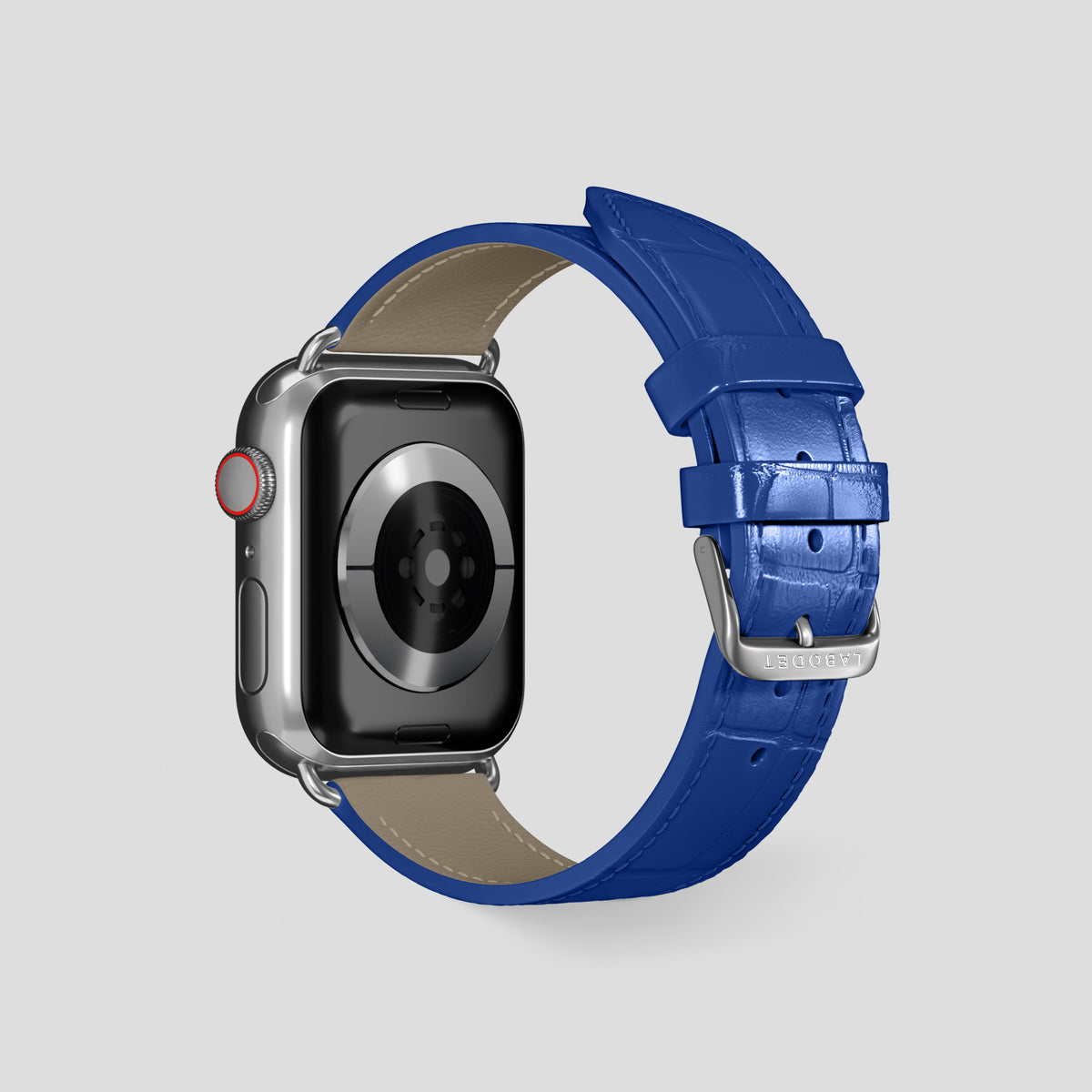 Royal Blue Classic Strap For Apple Watch 46mm In Alligator with Steel Metal -2 | Royal-Blue-Steel