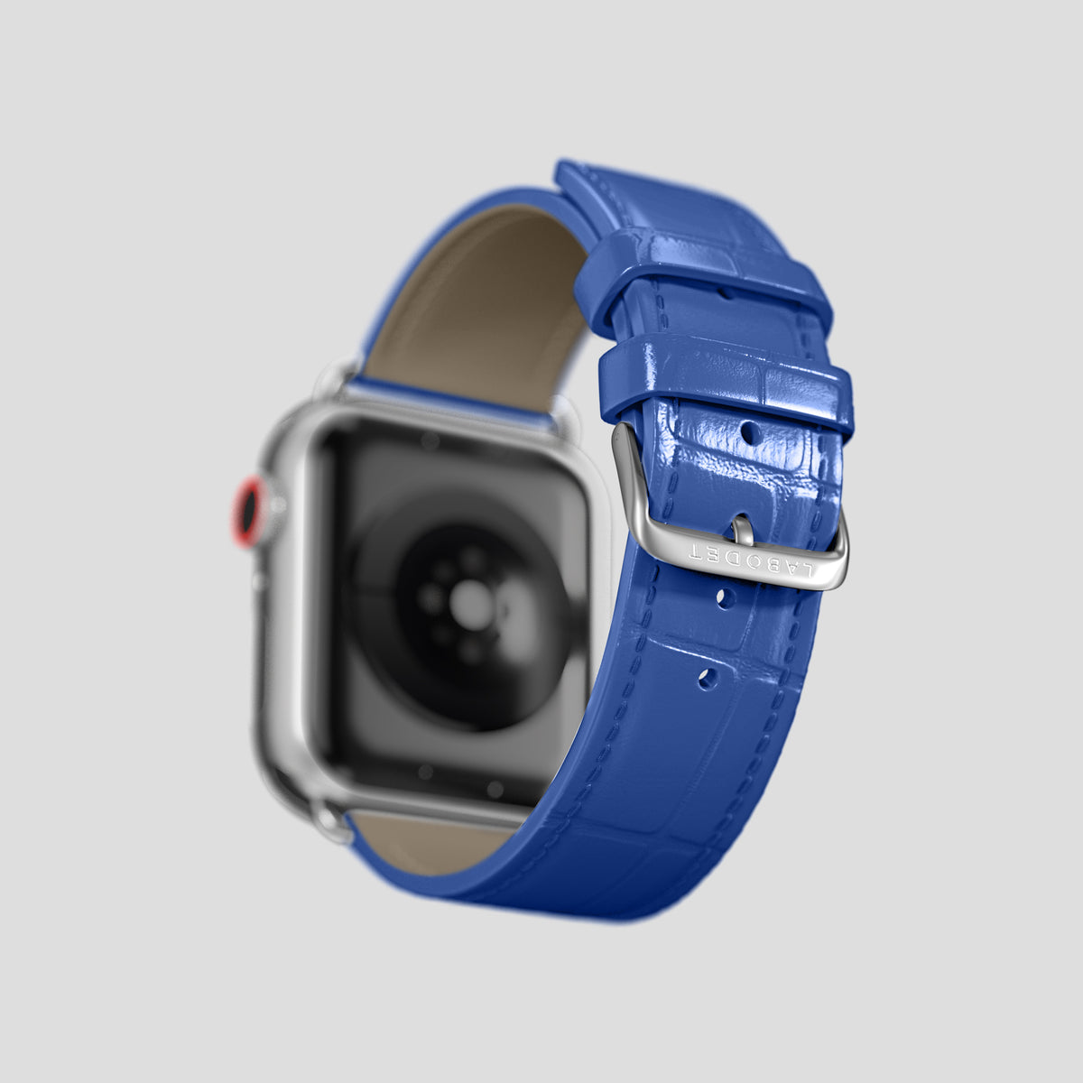 Royal Blue Classic Strap For Apple Watch 46mm In Alligator with Steel Metal -4 | Royal-Blue-Steel