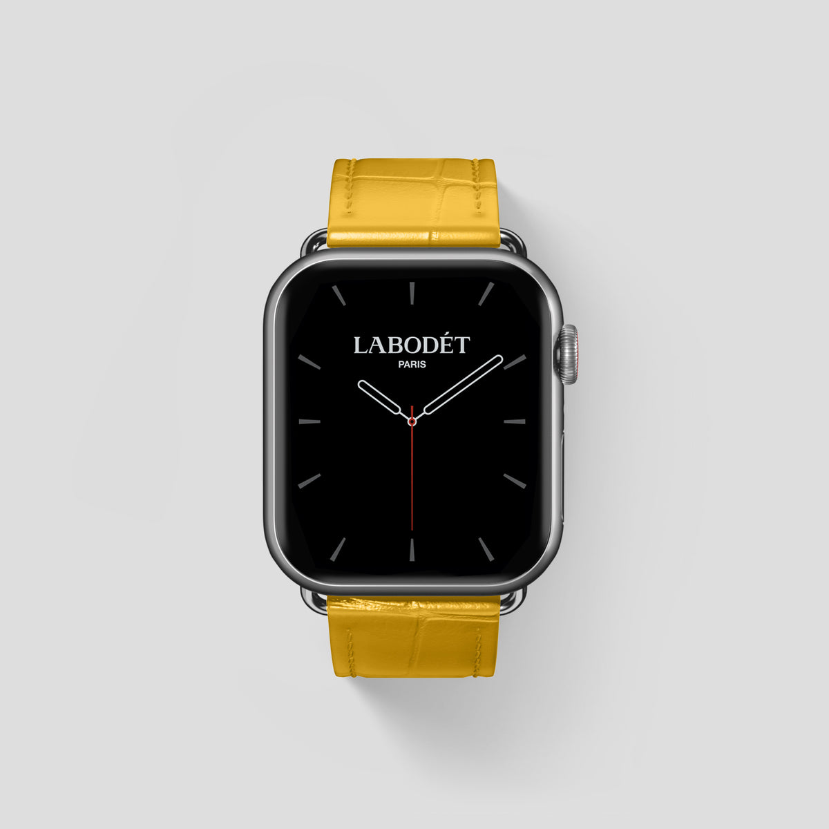 Yellow Classic Strap For Apple Watch 46mm In Alligator with Steel Metal -1 | Yellow-Steel