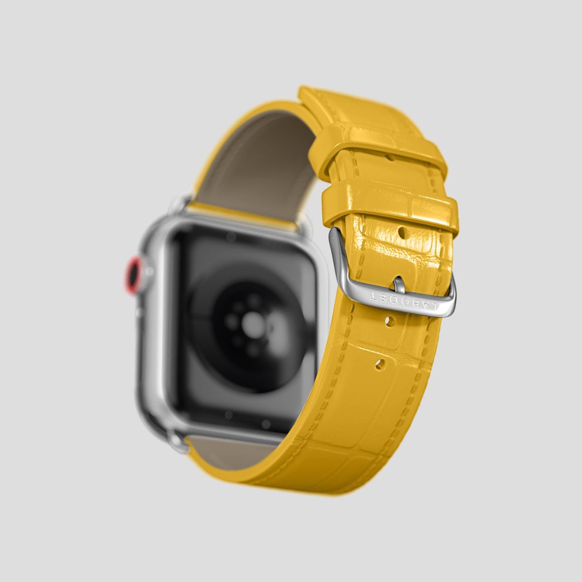 Yellow Classic Strap For Apple Watch 46mm In Alligator with Steel Metal -4 | Yellow-Steel