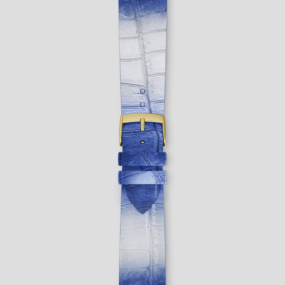 Navy Blue Apple Watch 46mm Strap Himalayan Crocodile with Gold Metal -4 | Navy-Blue-Gold