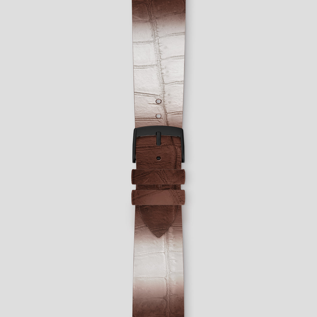 Dark Brown Apple Watch 46mm Strap Himalayan Crocodile with Black Metal -4 | Dark-Brown-Black