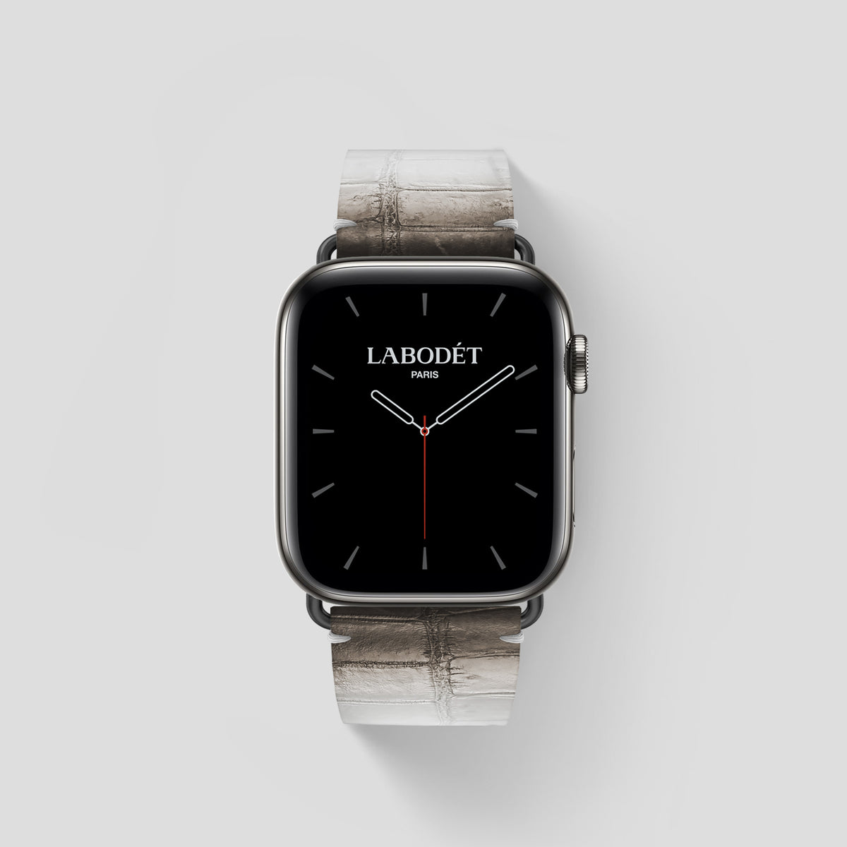 Dark Apple Watch 46mm Strap Himalayan Crocodile with Black Metal -1 | Dark-Black