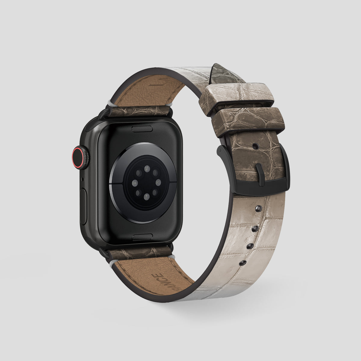 Dark Apple Watch 46mm Strap Himalayan Crocodile with Black Metal -2 | Dark-Black