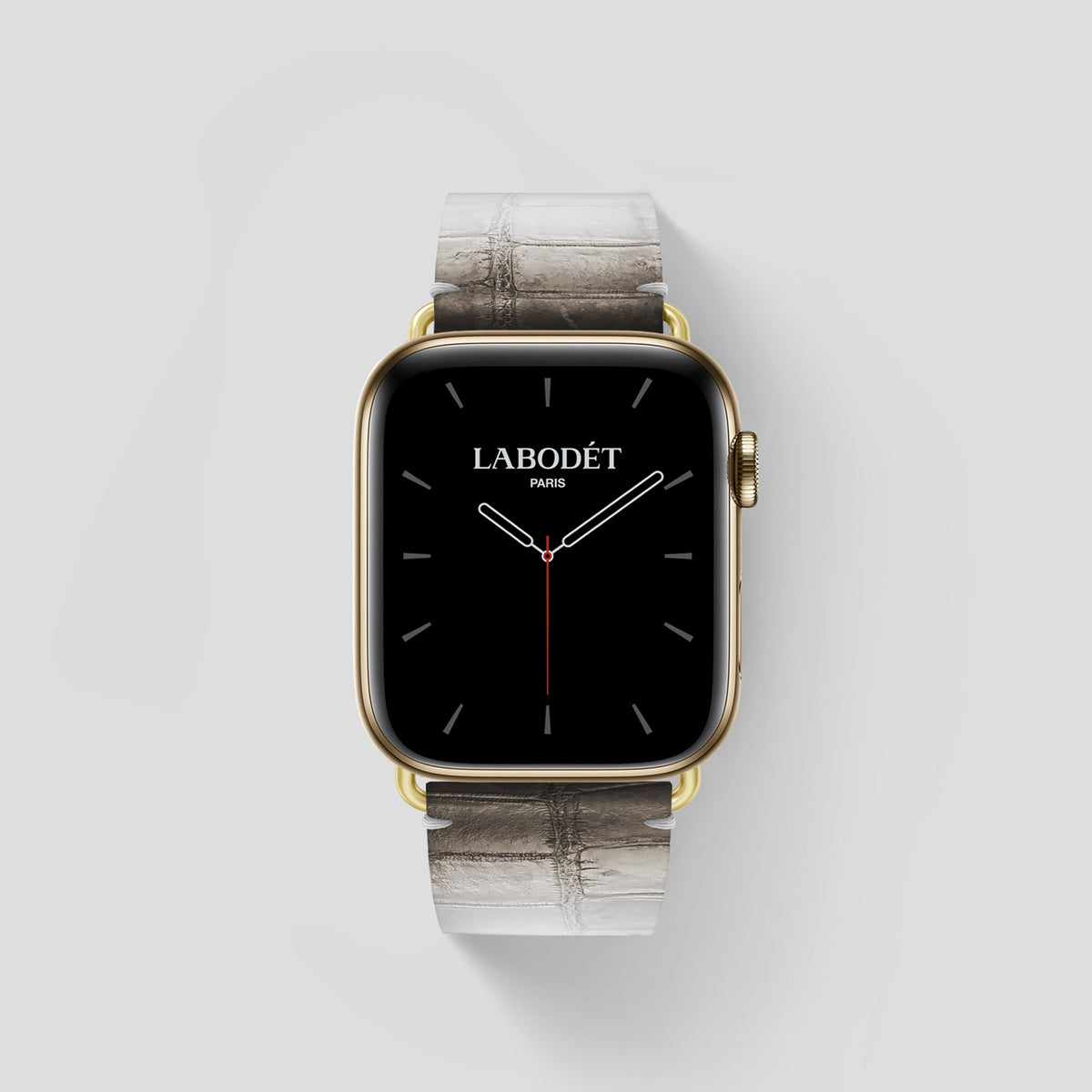 Dark Apple Watch 46mm Strap Himalayan Crocodile with Gold Metal -1 | Dark-Gold