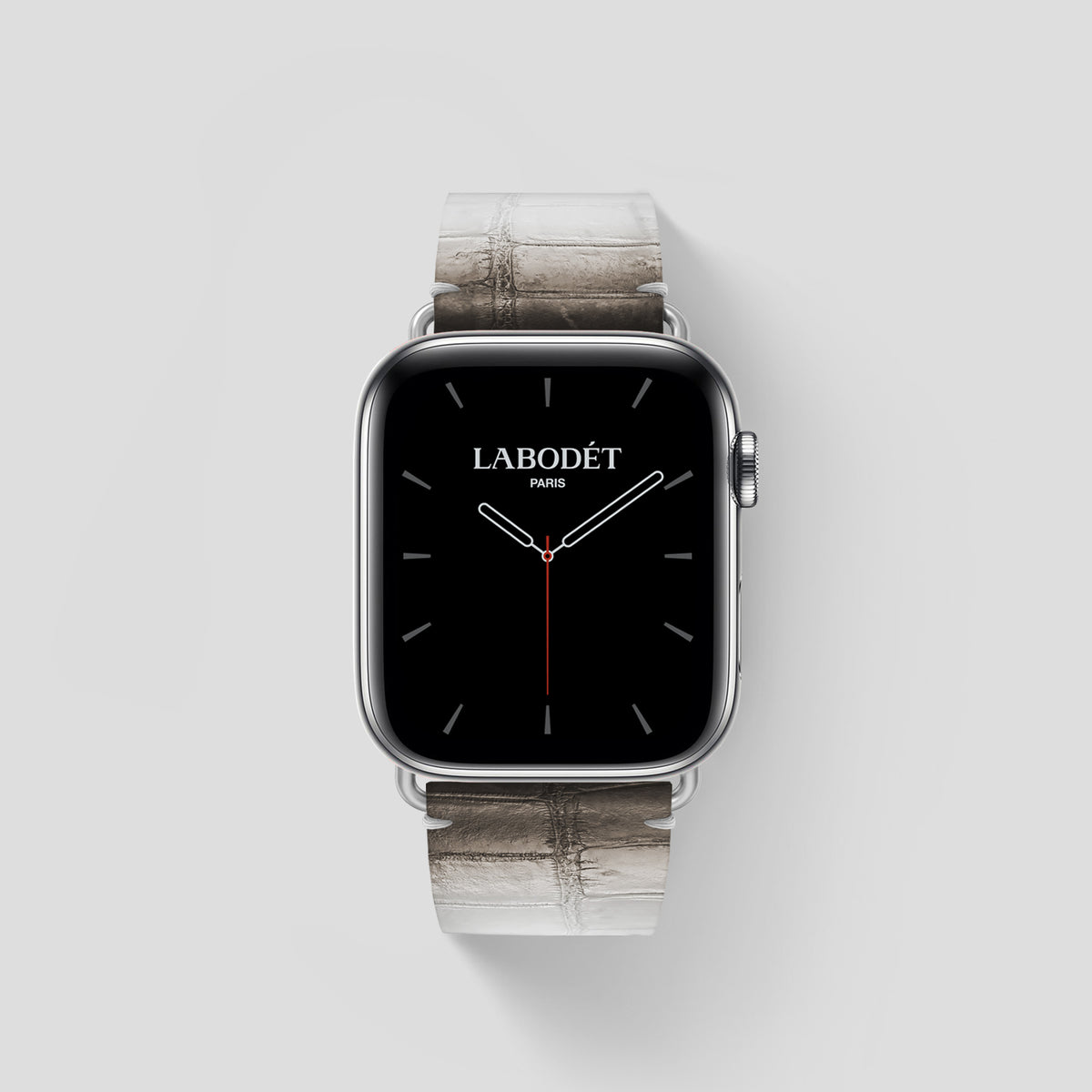 Dark Apple Watch 46mm Strap Himalayan Crocodile with Steel Metal -1 | Dark-Steel