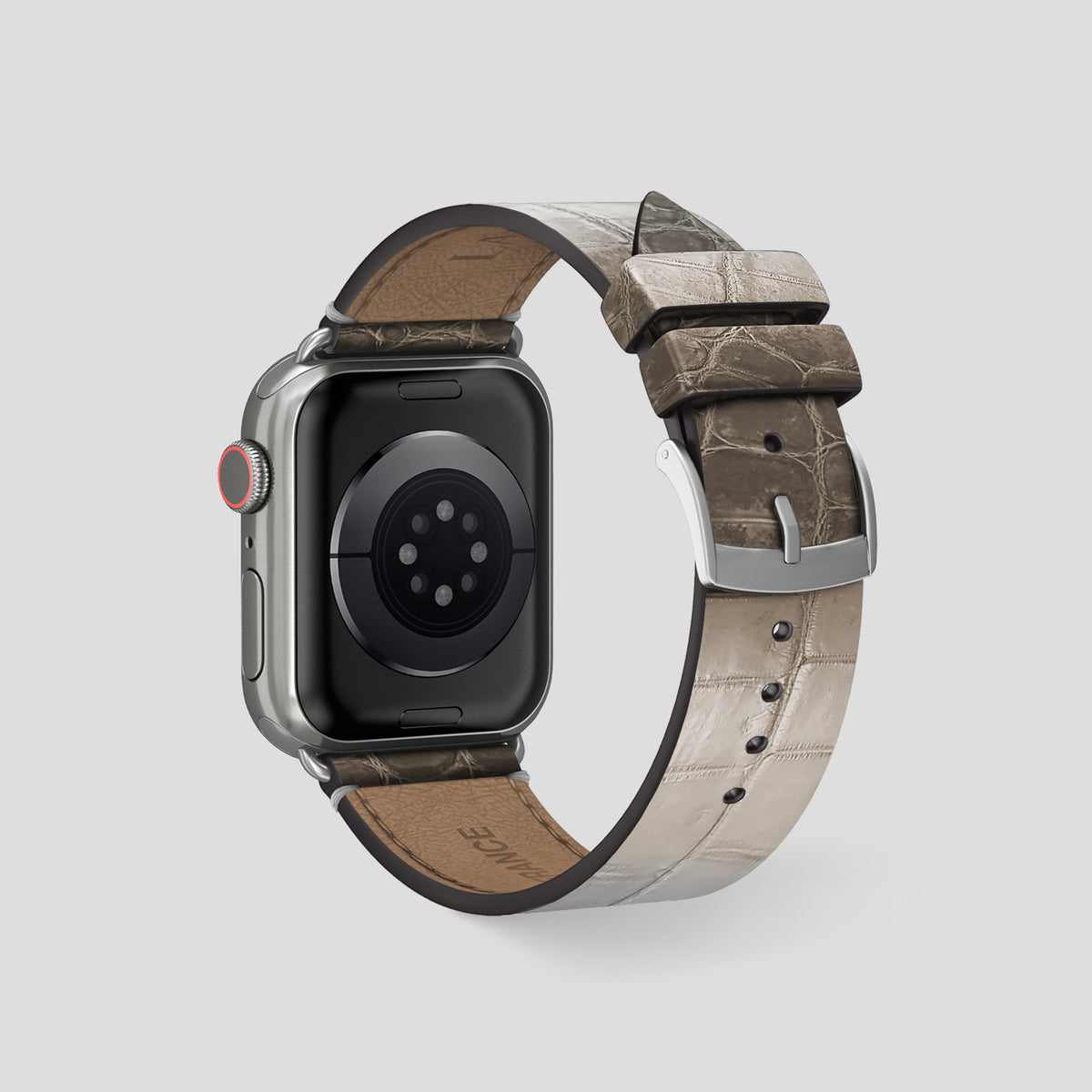 Dark Apple Watch 46mm Strap Himalayan Crocodile with Steel Metal -2 | Dark-Steel