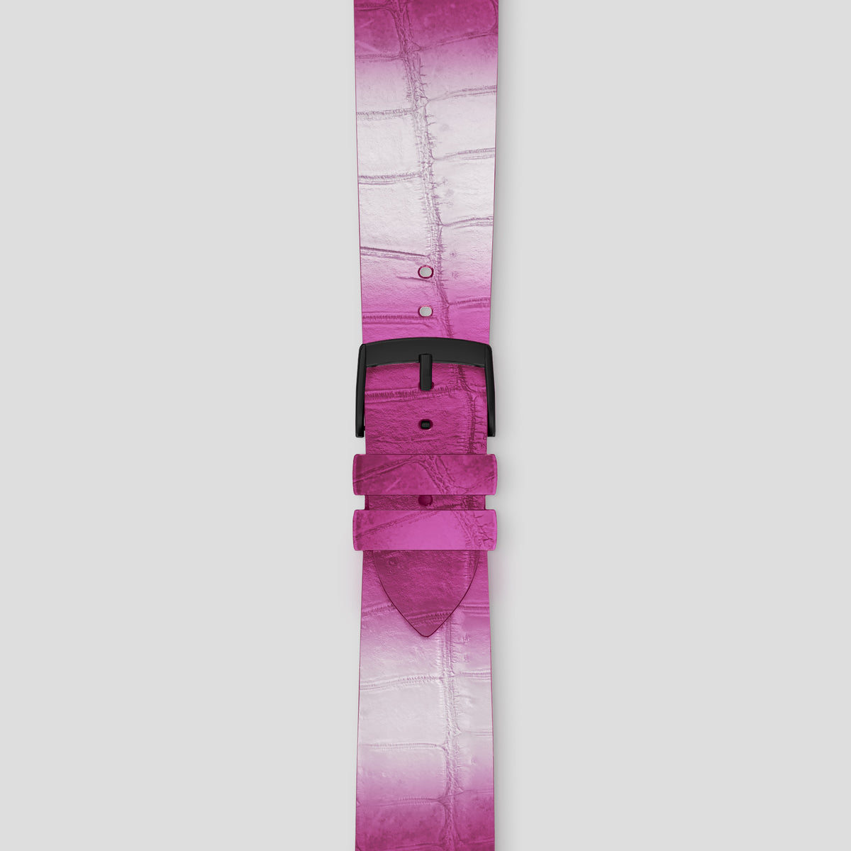 Fuchsia Apple Watch 46mm Strap Himalayan Crocodile with Black Metal -4 | Fuchsia-Black