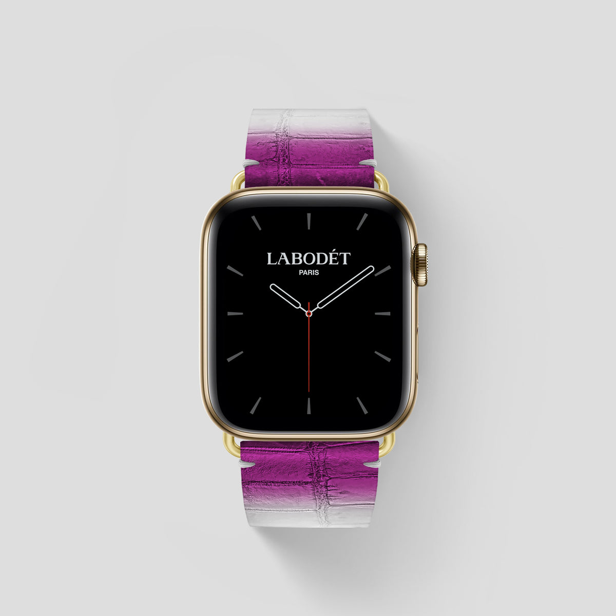 Fuchsia Apple Watch 46mm Strap Himalayan Crocodile with Gold Metal -1 | Fuchsia-Gold