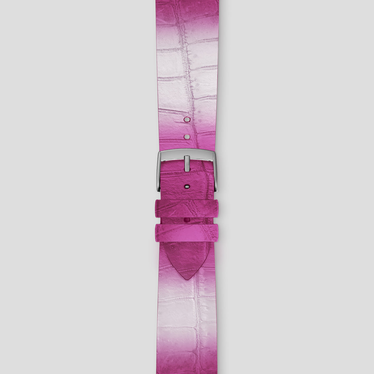 Fuchsia Apple Watch 46mm Strap Himalayan Crocodile with Steel Metal -4 | Fuchsia-Steel