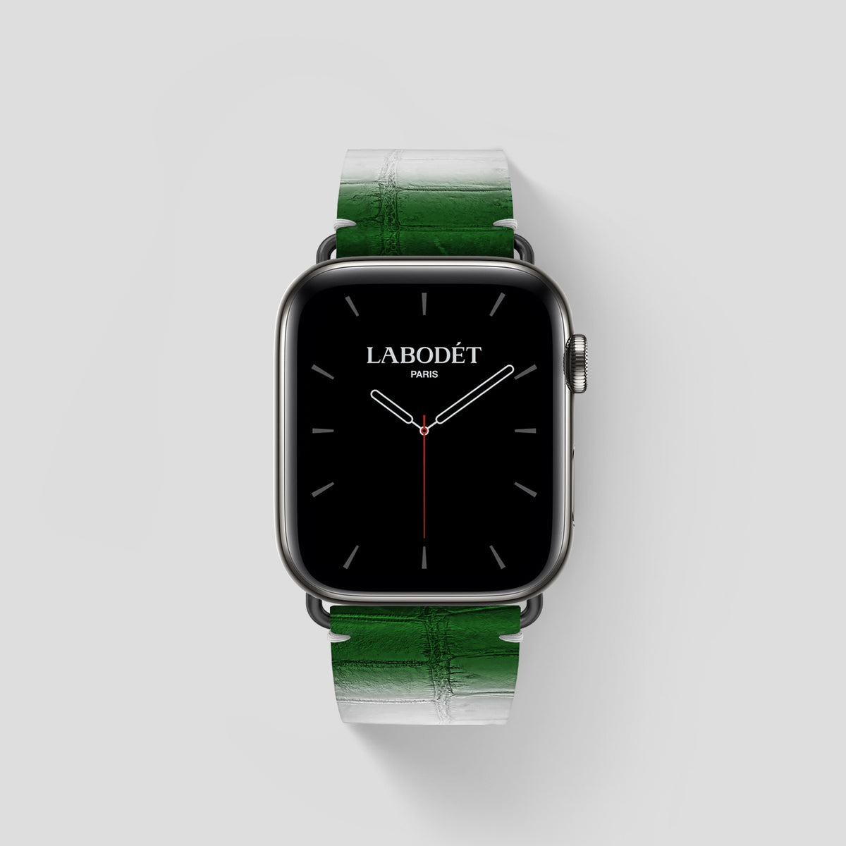 Green Apple Watch 46mm Strap Himalayan Crocodile with Black Metal -1 | Green-Black