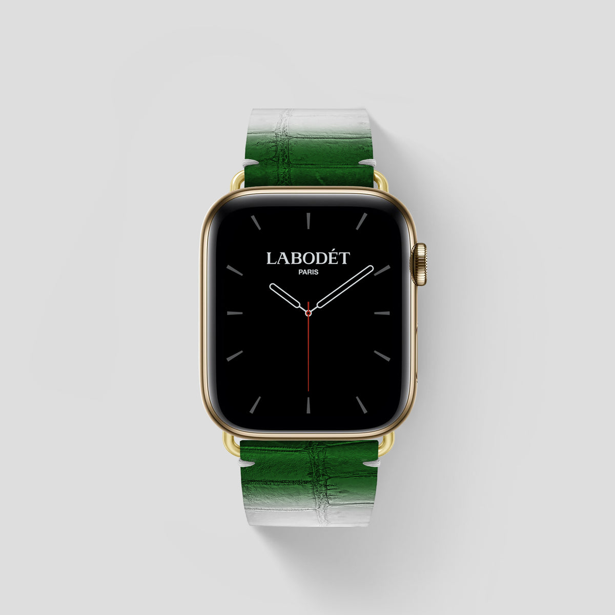 Green Apple Watch 46mm Strap Himalayan Crocodile with Gold Metal -1 | Green-Gold