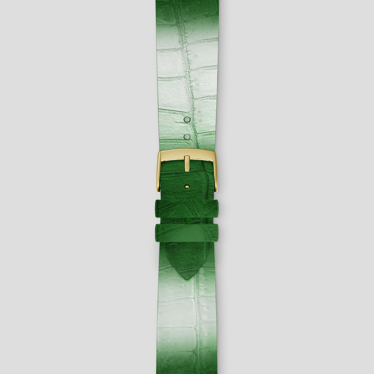 Green Apple Watch 46mm Strap Himalayan Crocodile with Gold Metal -4 | Green-Gold