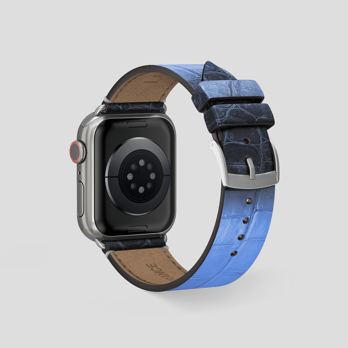 Lavender Apple Watch 46mm Strap Himalayan Crocodile with Steel Metal -2 | Lavender-Steel