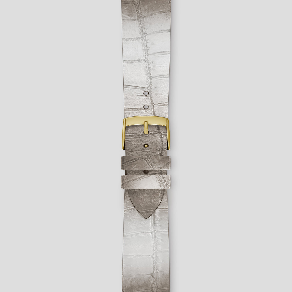 Grey Apple Watch 46mm Strap Himalayan Crocodile with Gold Metal -4 | Grey-Gold