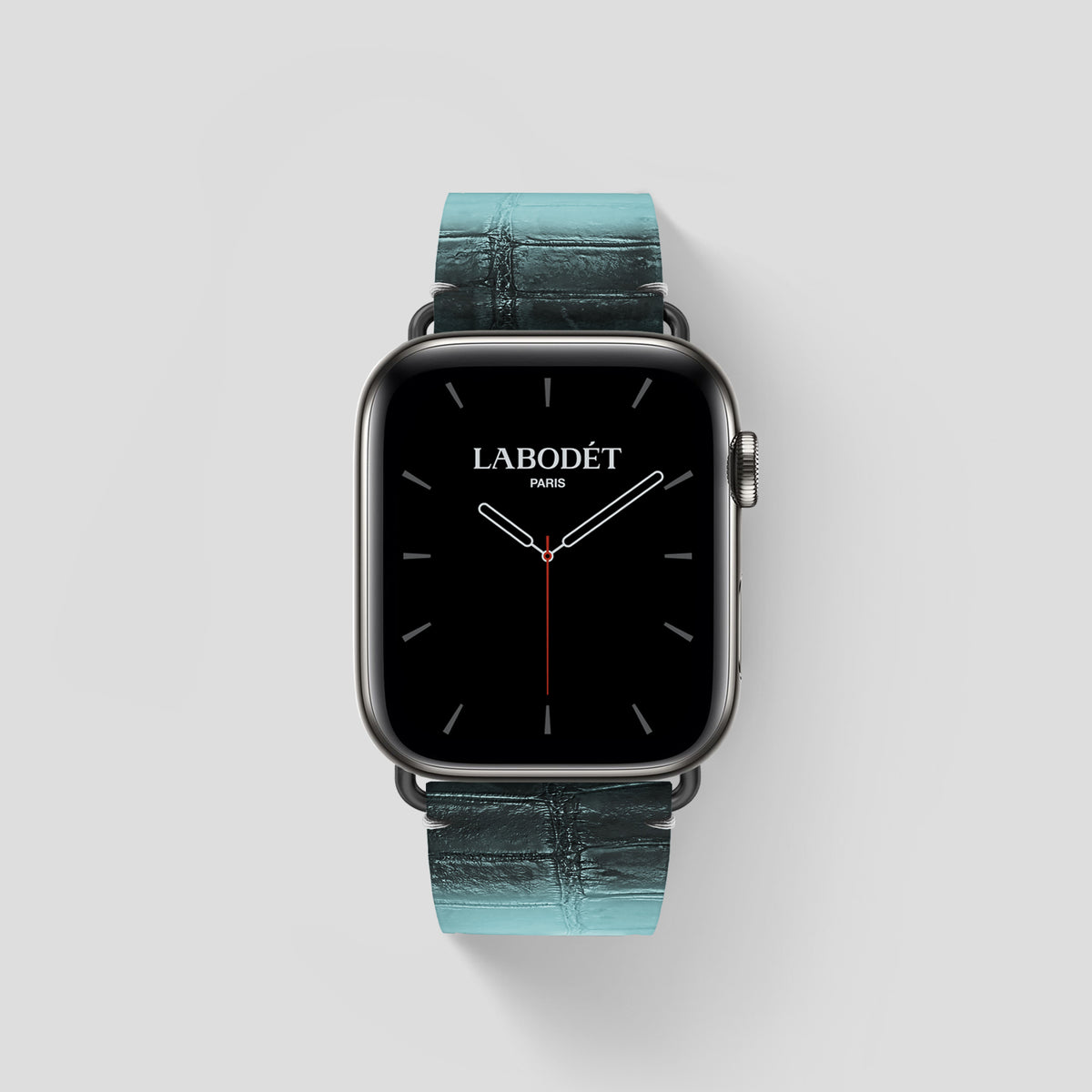 Light-Mint Apple Watch 46mm Strap Himalayan Crocodile with Black Metal -1 | Light-Mint-Black