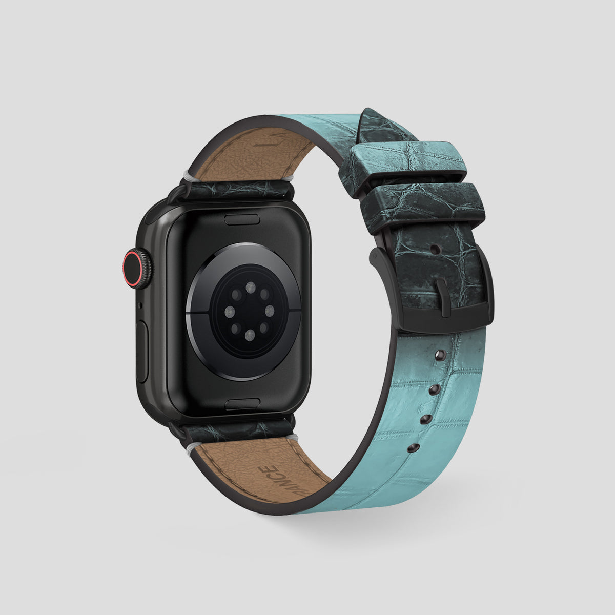 Light-Mint Apple Watch 46mm Strap Himalayan Crocodile with Black Metal -2 | Light-Mint-Black