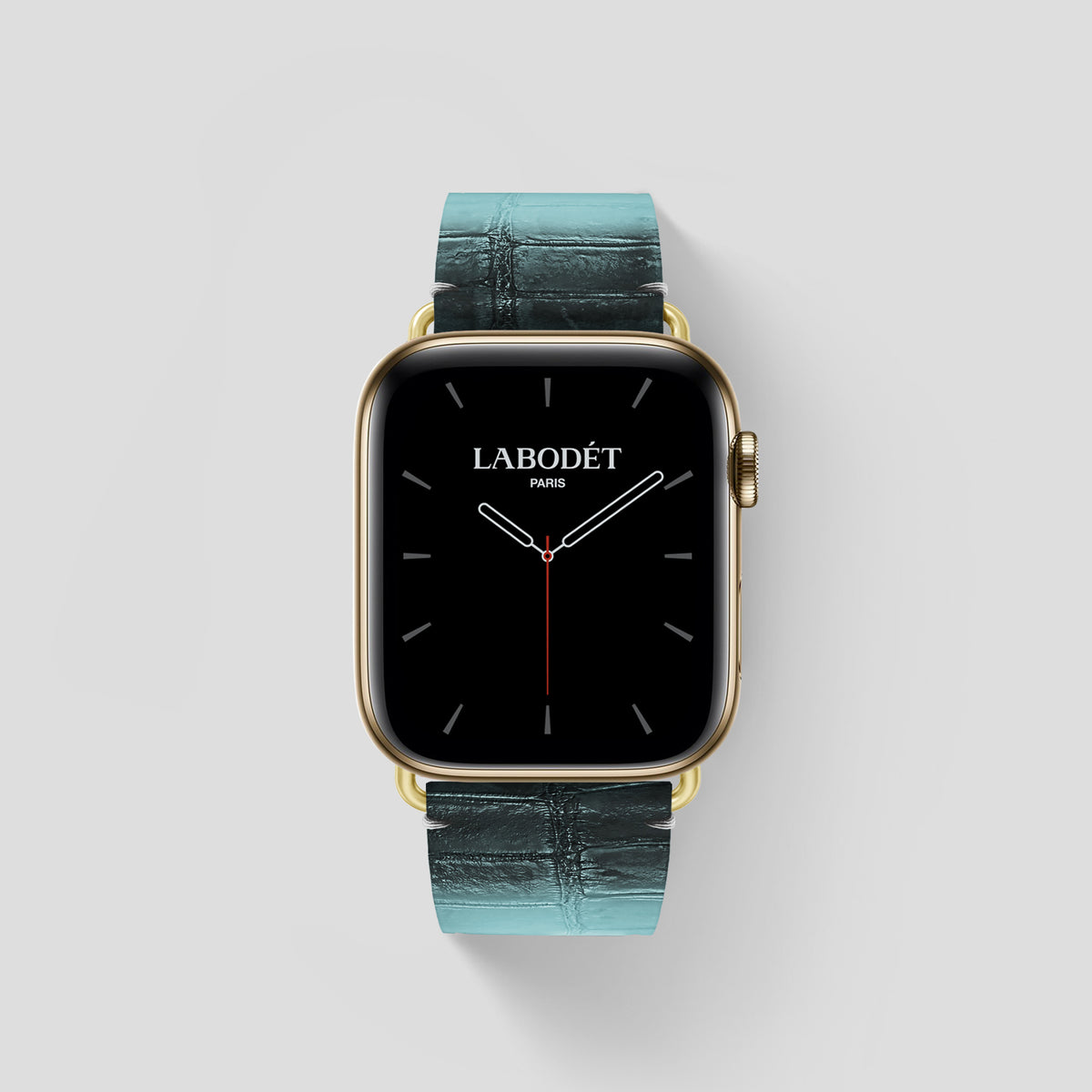 Light-Mint Apple Watch 46mm Strap Himalayan Crocodile with Gold Metal -1 | Light-Mint-Gold