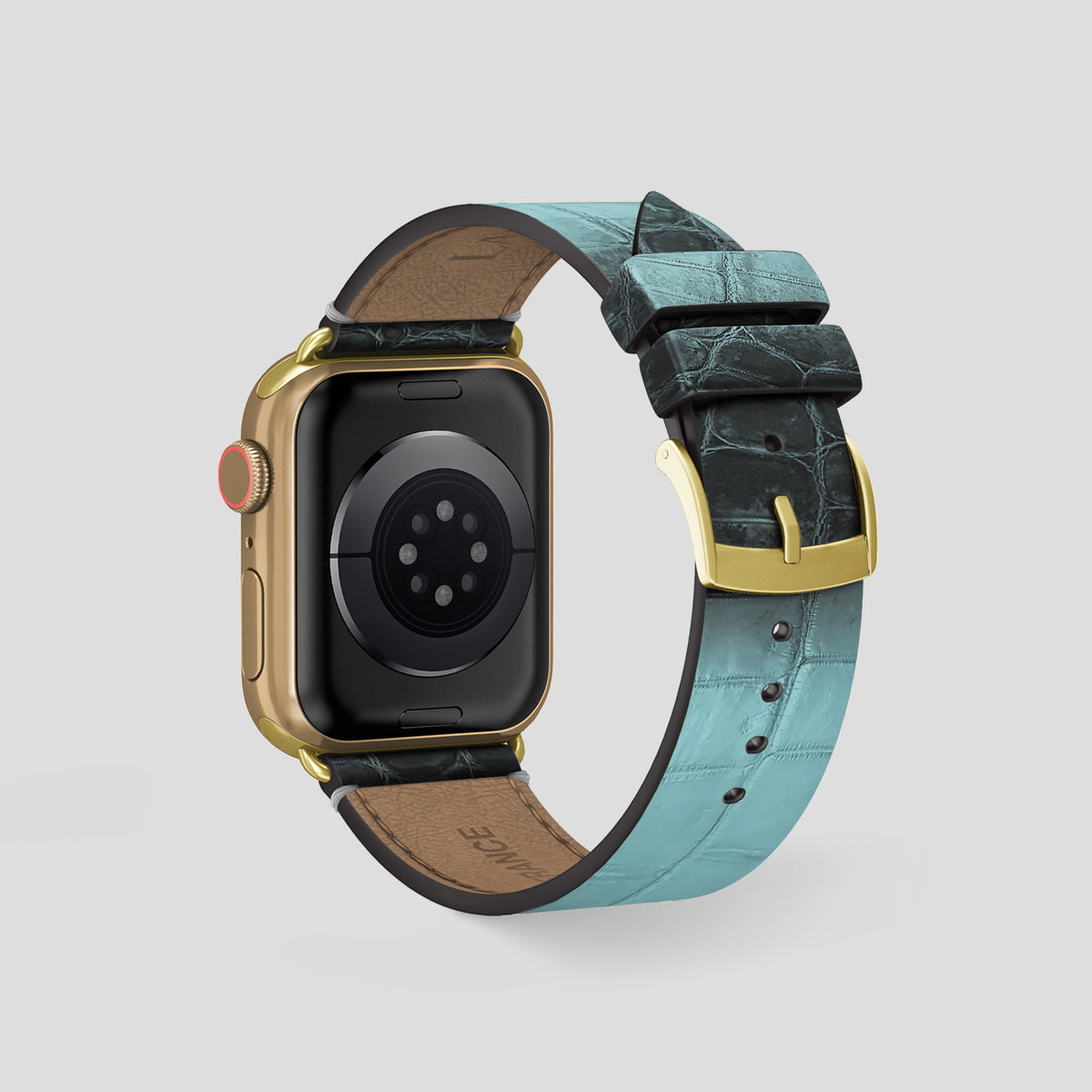 Light-Mint Apple Watch 46mm Strap Himalayan Crocodile with Gold Metal -2 | Light-Mint-Gold