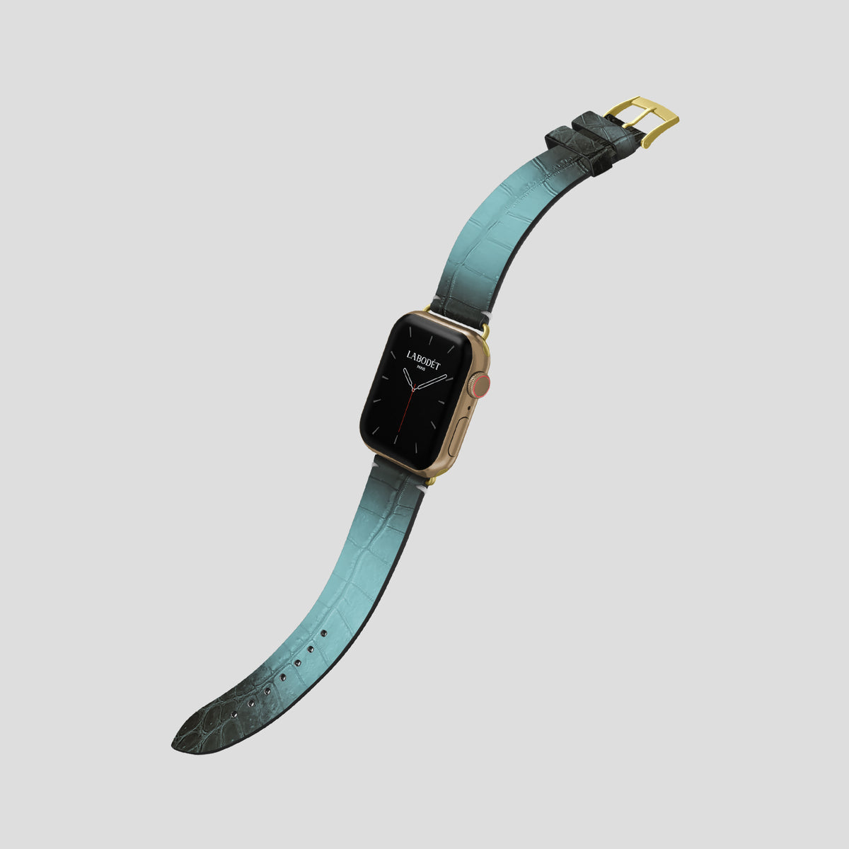 Light-Mint Apple Watch 46mm Strap Himalayan Crocodile with Gold Metal -3 | Light-Mint-Gold