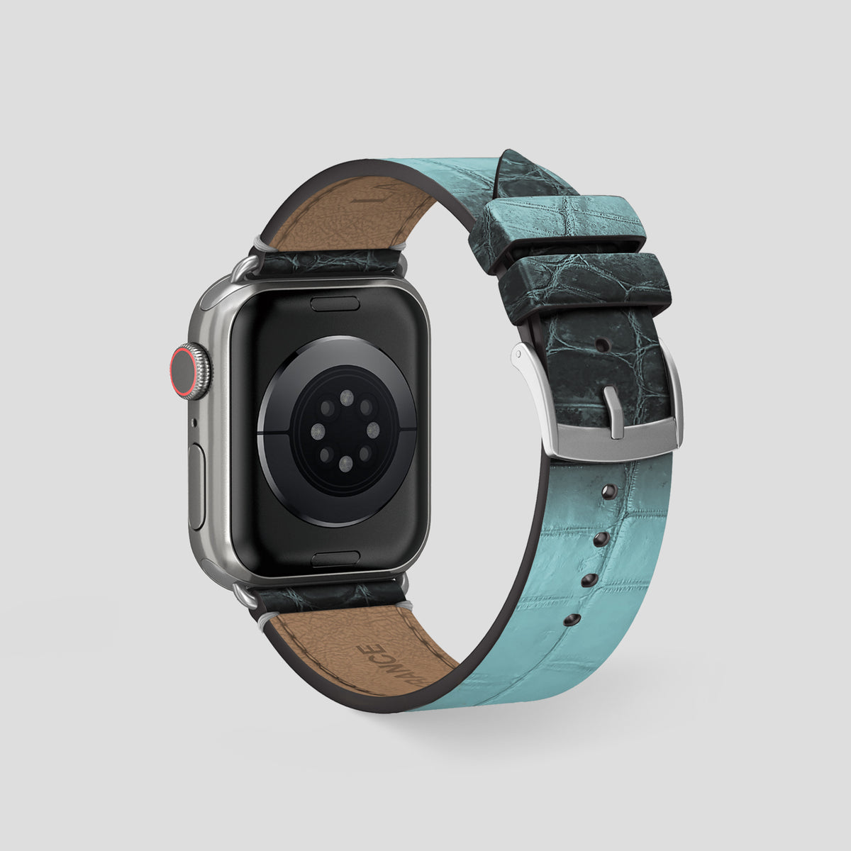 Light-Mint Apple Watch 46mm Strap Himalayan Crocodile with Steel Metal -2 | Light-Mint-Steel